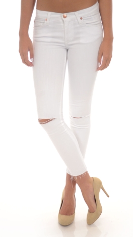 KARLIE Knee Slit Jeans, White