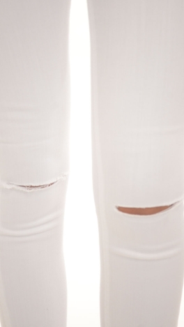 KARLIE Knee Slit Jeans, White