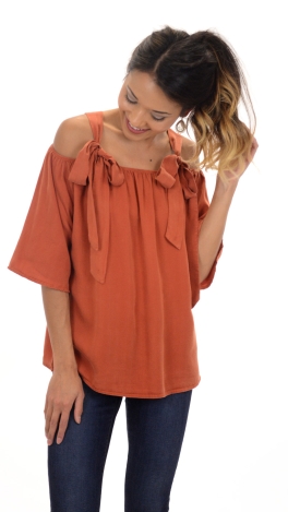 Tencel Tie Shoulder Top