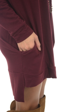 French Terry Pocket Frock, Burgundy