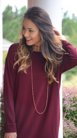 French Terry Pocket Frock, Burgundy