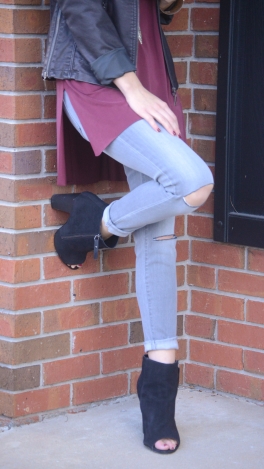 KARLIE Knee Slit Jeans, Grey