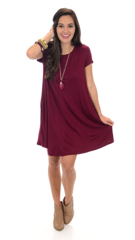 Karena Swing Dress, Burgundy