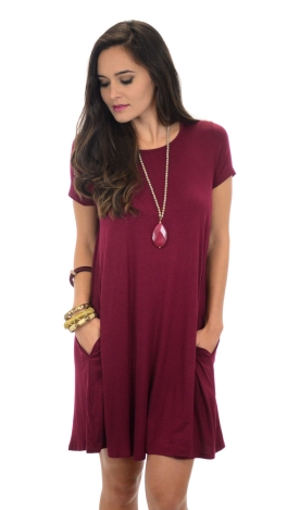 Karena Swing Dress, Burgundy