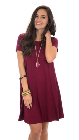 Karena Swing Dress, Burgundy