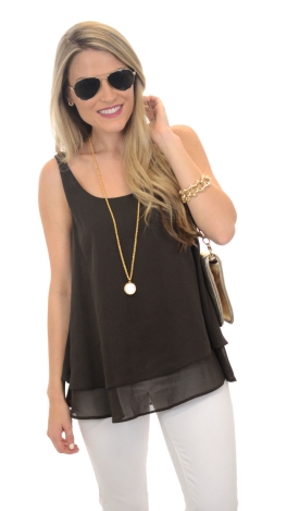Lucy Layered Tank, Olive
