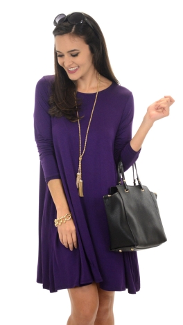 LS Frock with Pockets, Eggplant