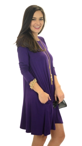 LS Frock with Pockets, Eggplant