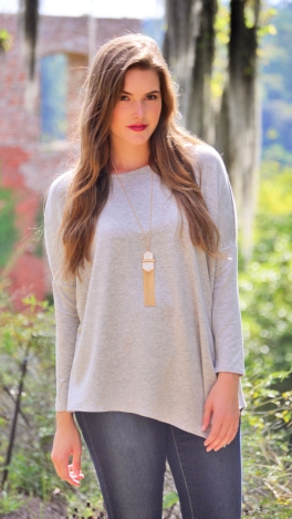 Soft and Slanted Top, Heather Grey