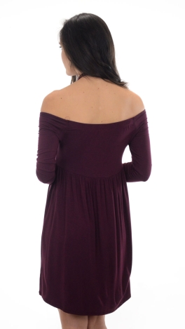 Ophelia Off Shoulder Dress, Burgundy