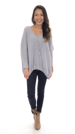 Heavenly Pullover Sweater, Grey