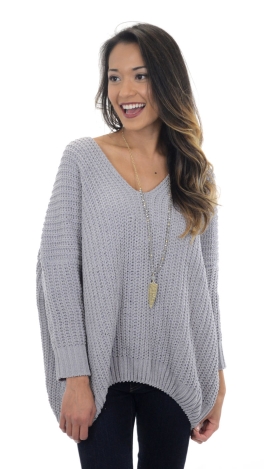 Heavenly Pullover Sweater, Grey