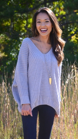 Heavenly Pullover Sweater, Grey
