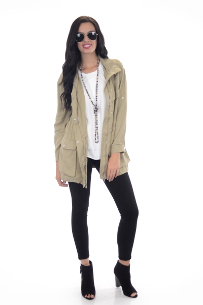 Crepe Crew Neck Top, Off White