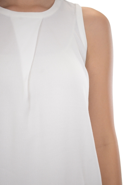 Crepe Crew Neck Top, Off White