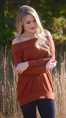 Shay Off Shoulder Top, Rust