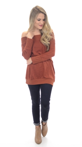 Shay Off Shoulder Top, Rust