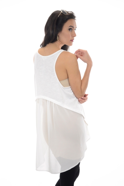 Haylee High Low Tank, Off White