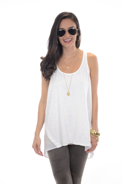 Haylee High Low Tank, Off White