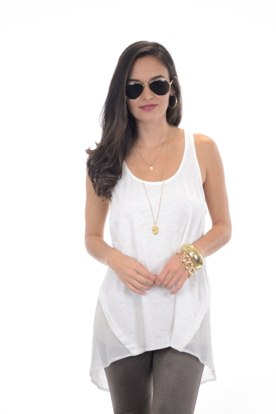 Haylee High Low Tank, Off White