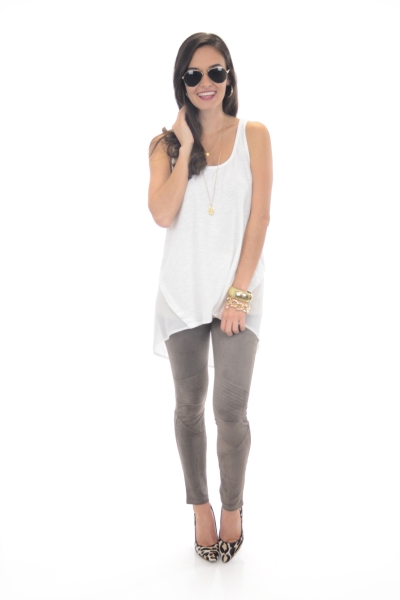 Haylee High Low Tank, Off White