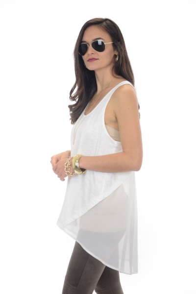 Haylee High Low Tank, Off White