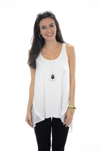 Haylee High Low Tank, Off White