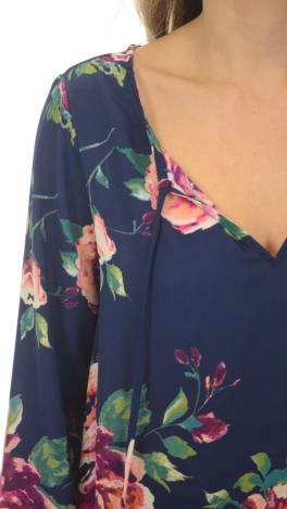 Faye Floral Blouse, Navy