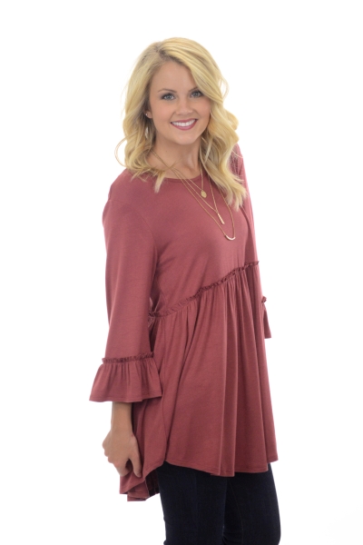 Angela Babydoll Tunic, Marsala