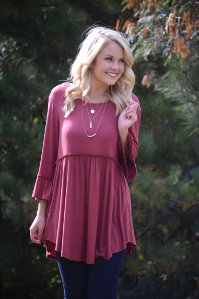 Angela Babydoll Tunic, Marsala