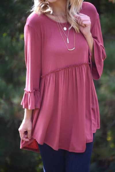 Angela Babydoll Tunic, Marsala
