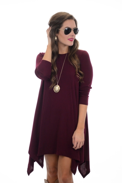 Hannah Hanky Hem Dress, Wine