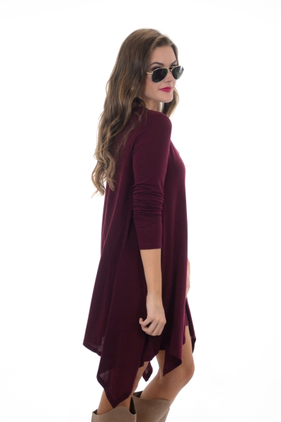 Hannah Hanky Hem Dress, Wine