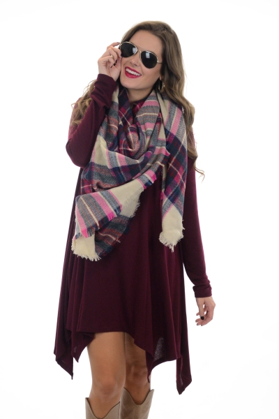 Hannah Hanky Hem Dress, Wine