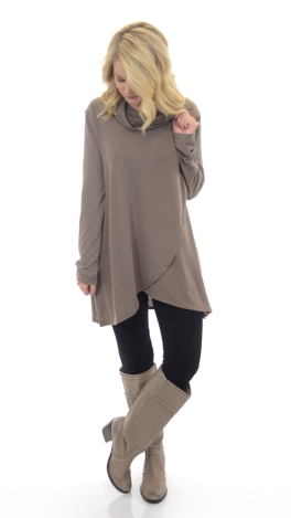 Overlapping Cowl Neck Sweater