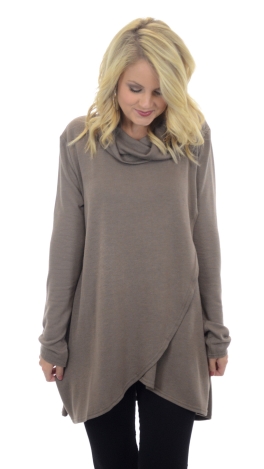 Overlapping Cowl Neck Sweater