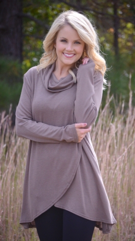 Overlapping Cowl Neck Sweater