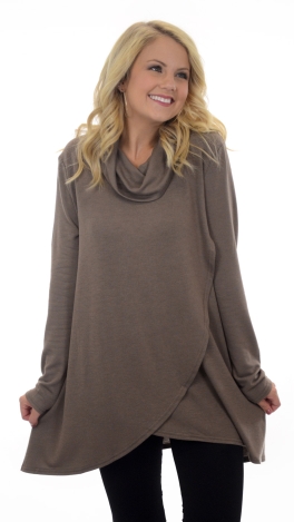 Overlapping Cowl Neck Sweater