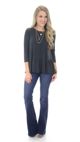 Abby Babydoll Top, Black