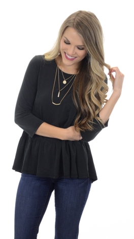 Abby Babydoll Top, Black