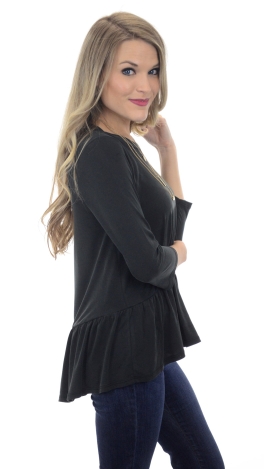 Abby Babydoll Top, Black