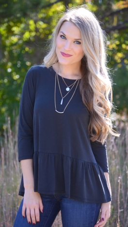 Abby Babydoll Top, Black