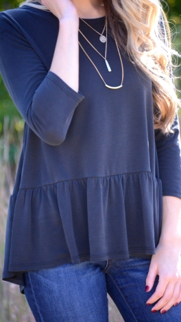 Abby Babydoll Top, Black