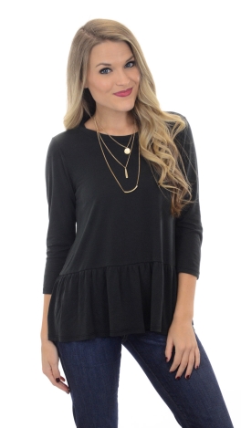 Abby Babydoll Top, Black