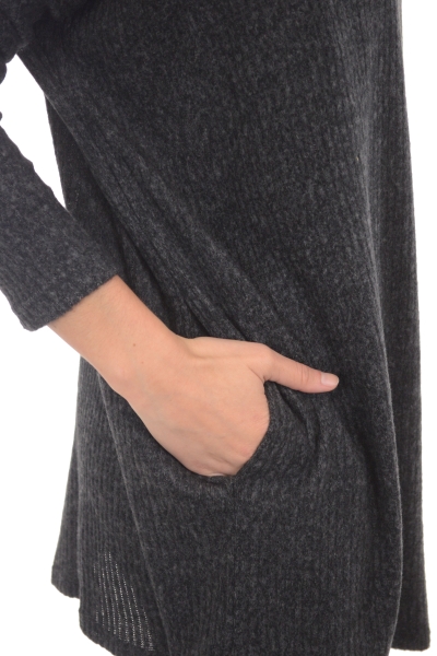 Ribbed Cowlneck Sweater, Charcoal