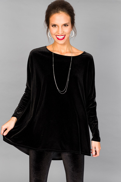 Enchanted Velvet Tunic, Black - Holiday - The Blue Door Boutique