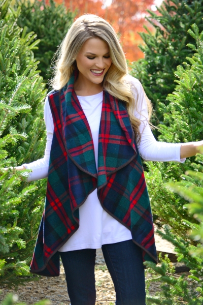 Patsy Plaid Vest, Red
