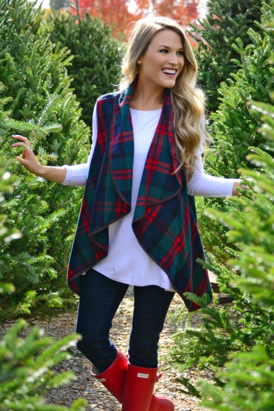 Patsy Plaid Vest, Red