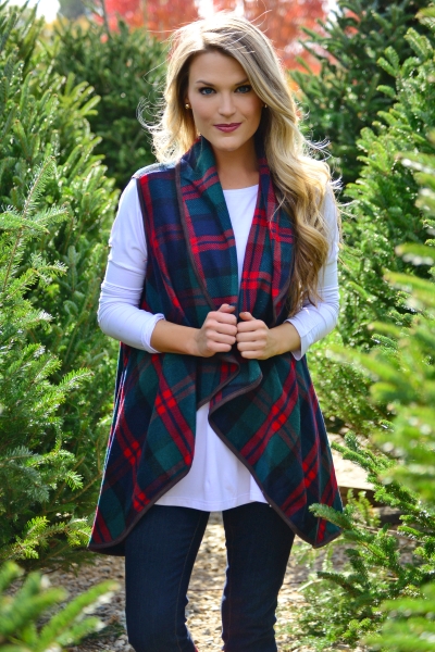 Patsy Plaid Vest, Red