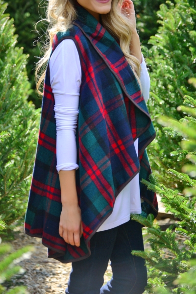 Patsy Plaid Vest, Red